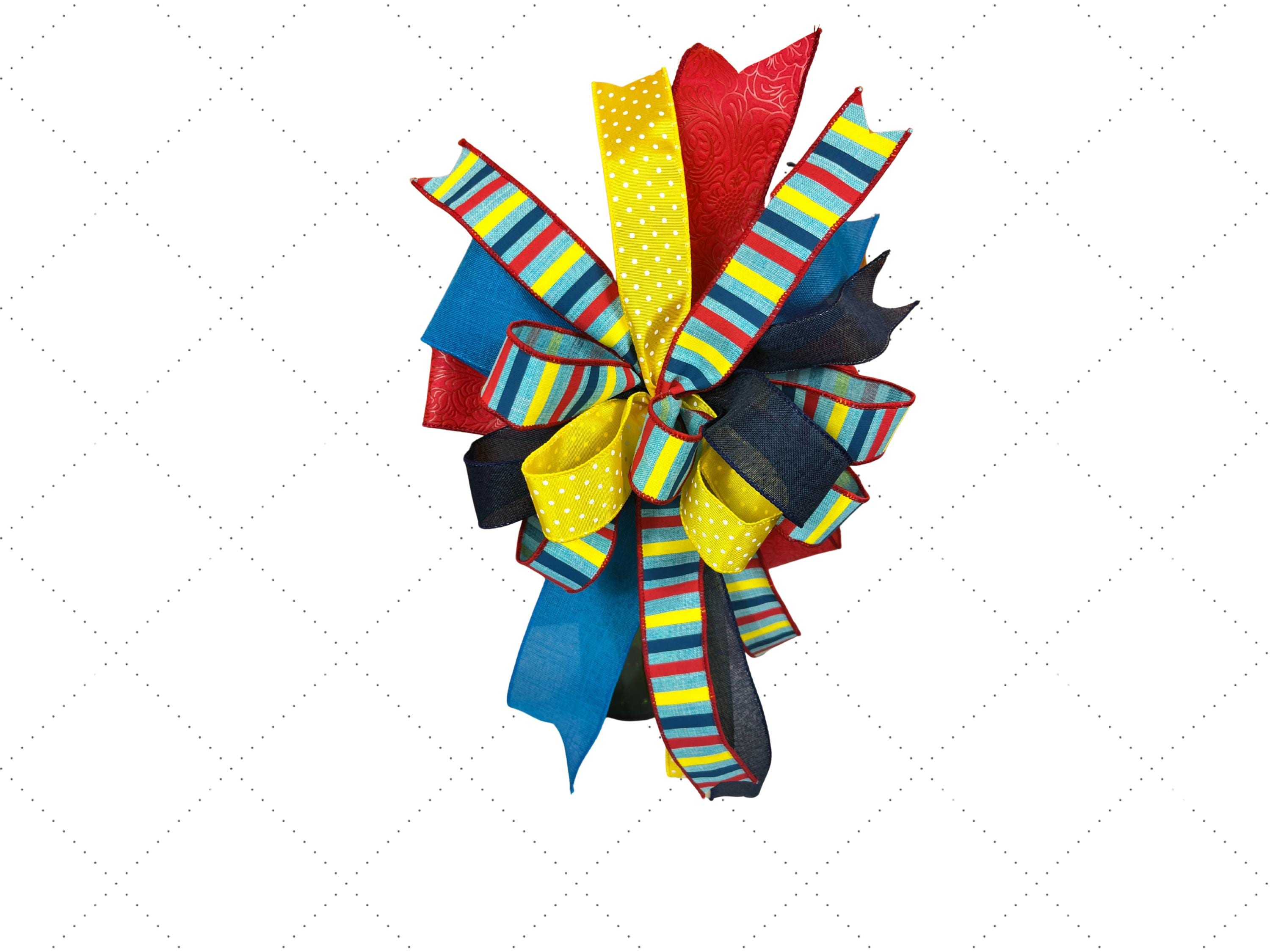 Primary Color Polka Dot Bow | Red, Yellow & Blue Decor handmade by Bouge Creations