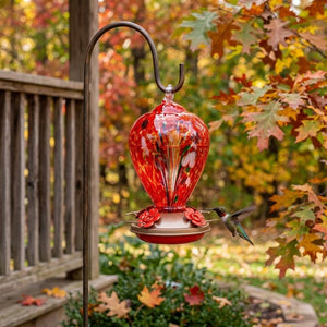 Crimson Calla Glass Hummingbird Feeder