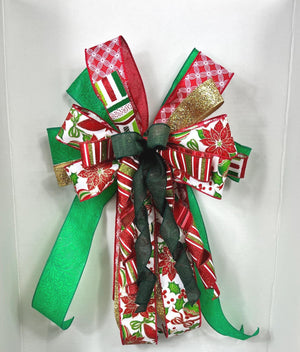 Christmas Holly Bow | Red & Green Wreath Decor by Bouge Creations, view 4