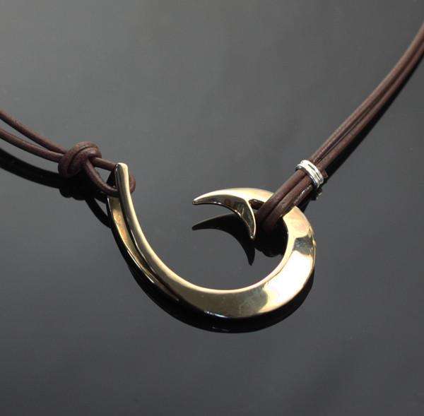 Two Way Large Bronze Circle Hook Necklace