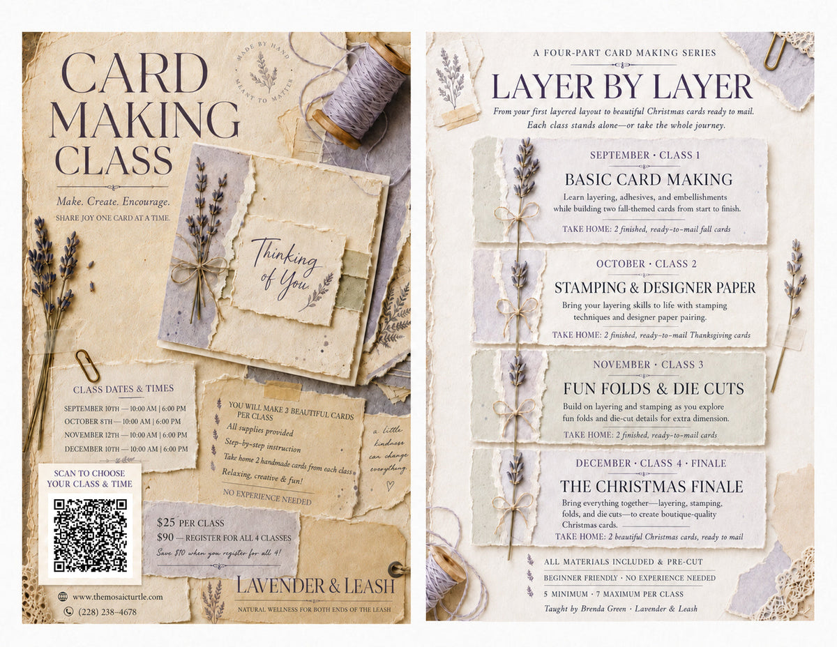 November Card Making Class, 6 PM at The Mosaic Turtle
