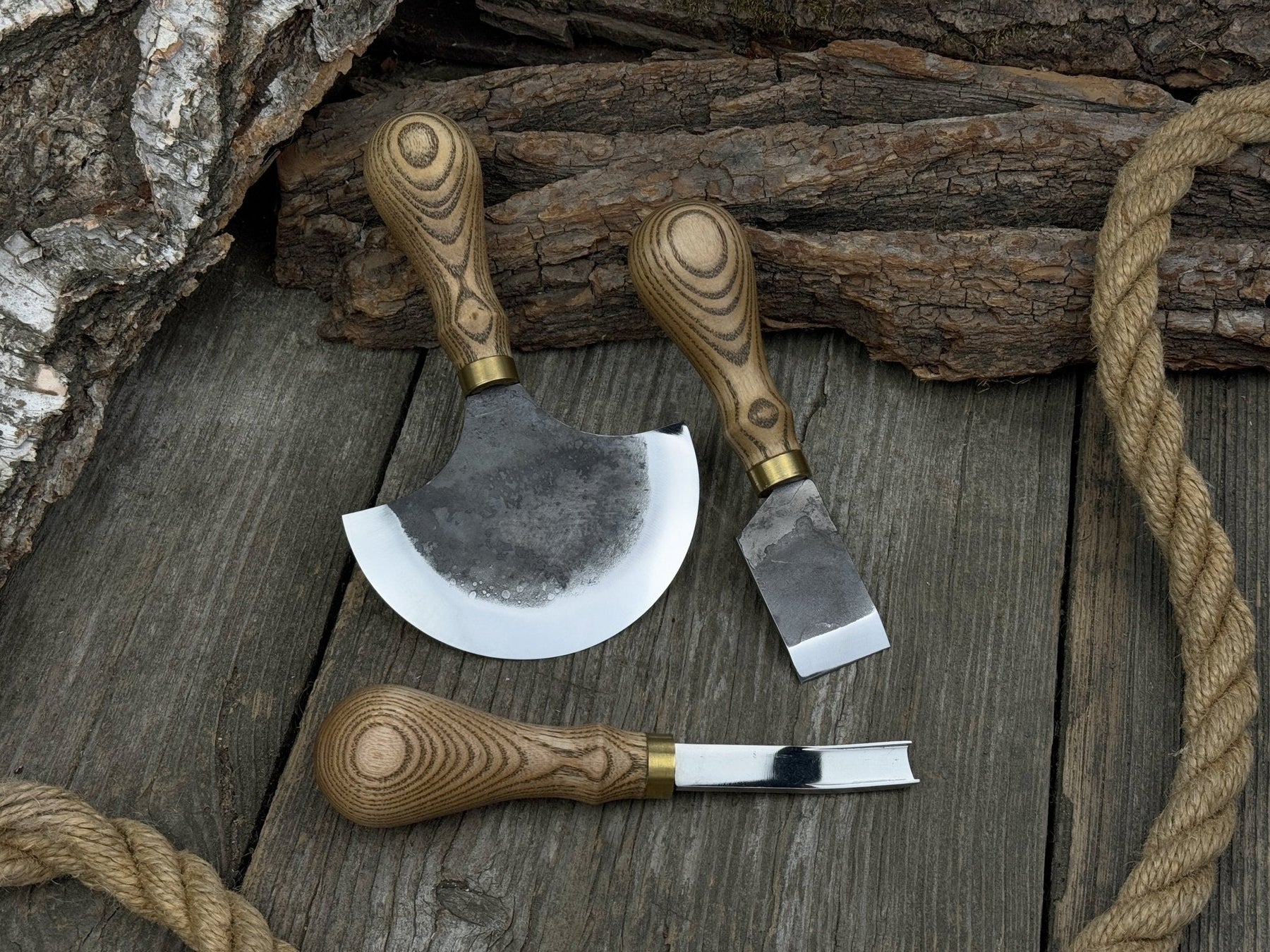 3-Piece Leather Working Kit with Leather Sheaths