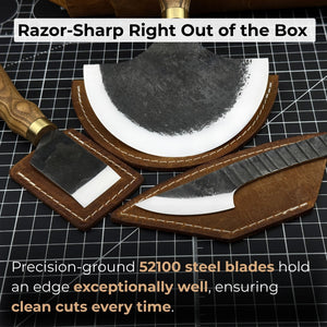 3-Piece Leatherworking Knife Set with Leather Sheaths
