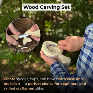 3-Piece Spoon Carving Set – Whittling Knife, Hook Knife & Sharpening Strop
