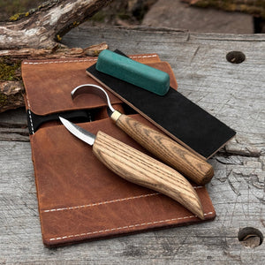 3-Piece Spoon Carving Set – Whittling Knife, Hook Knife & Sharpening Strop