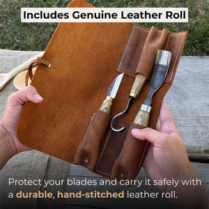 3-Piece Spoon Carving Set with Leather Roll