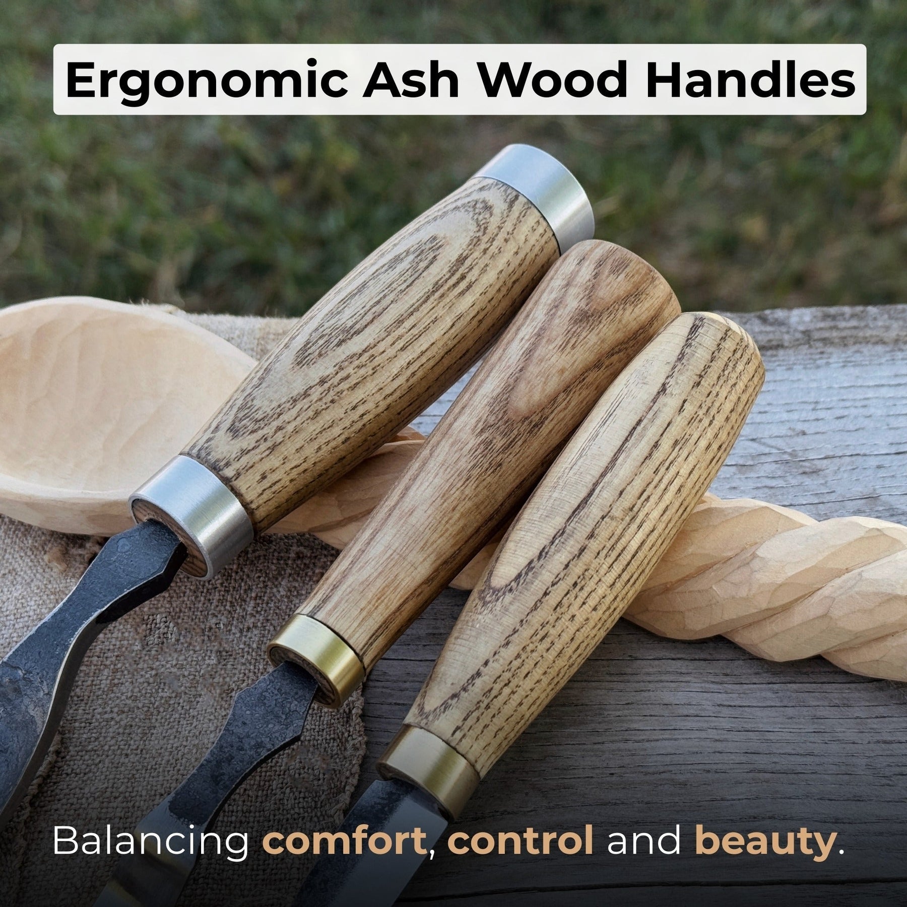 3-Piece Spoon Carving Set with Leather Roll