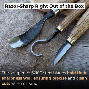 3-Piece Spoon Carving Set with Leather Roll