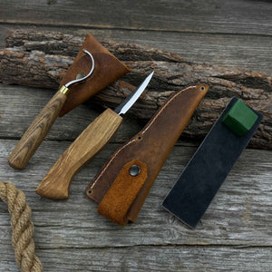 3-Piece Spoon Carving Tool Set with Leather Strop