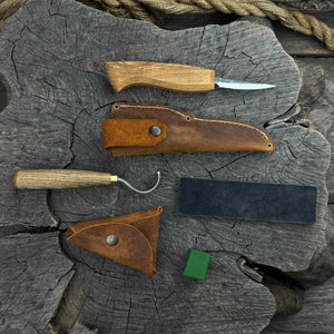 3-Piece Spoon Carving Tool Set with Leather Strop
