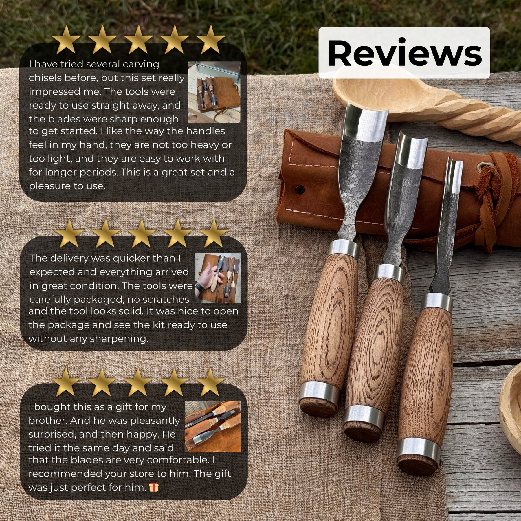 3-Piece Straight Rounded Chisel Set