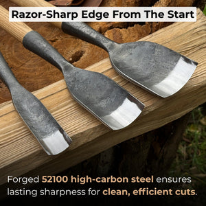 3-Piece Timber Framing Rounded Chisel Set