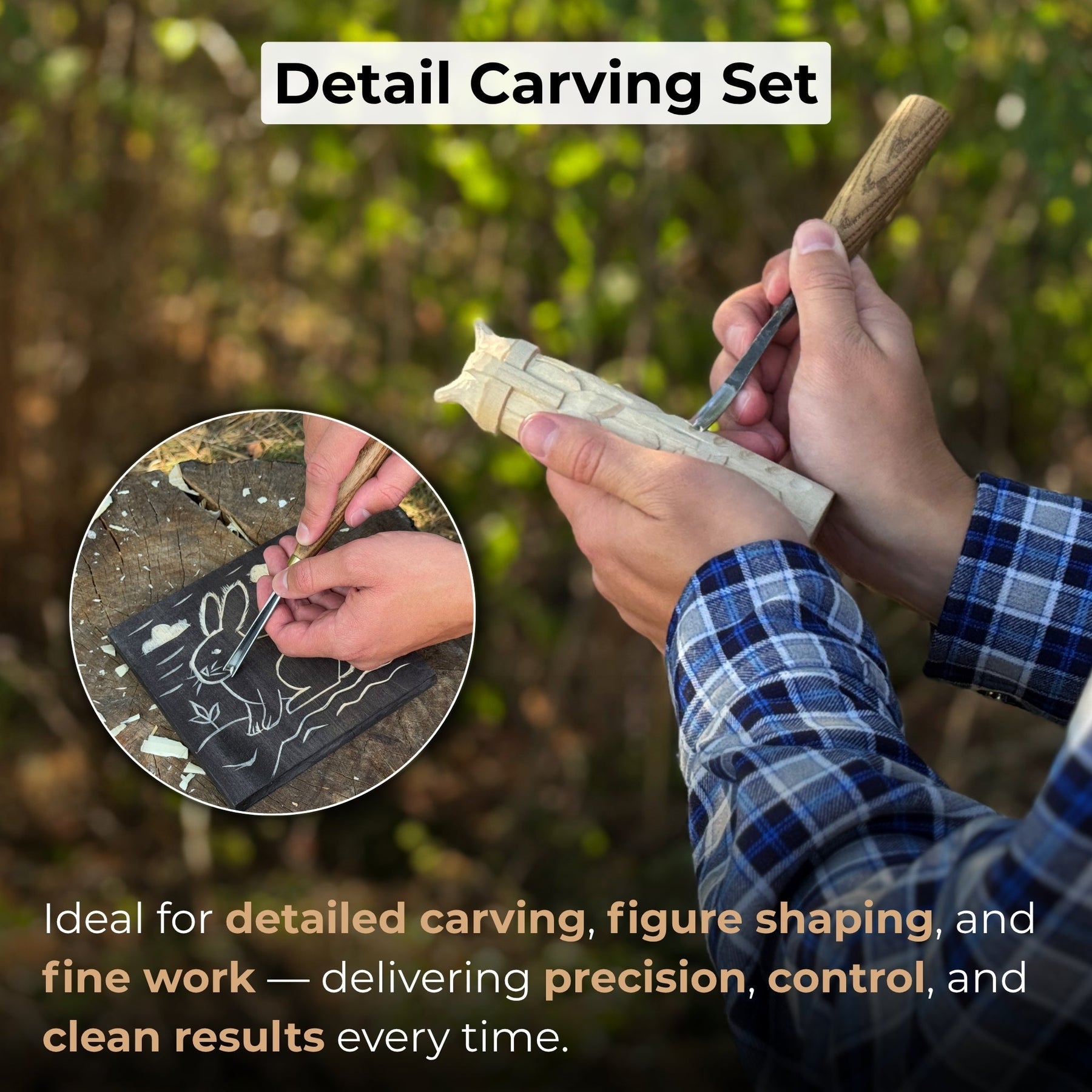 3-Piece Wood Carving Chisel & Gouge Set