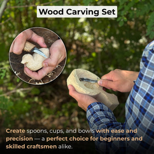 3-Piece Wood Carving Knife Set – Whittling Knife, Hook Knife & Leather Strop