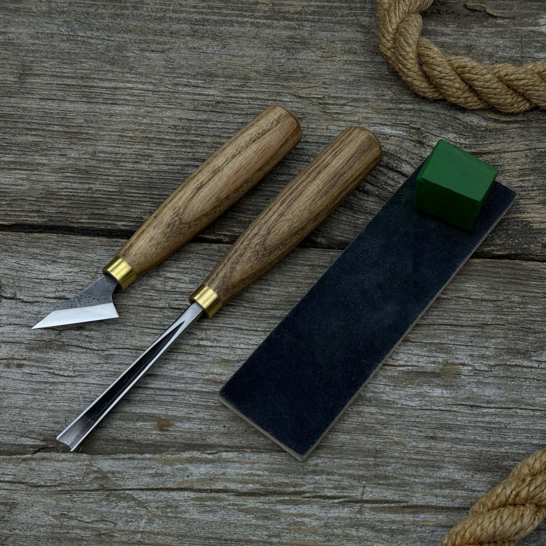 3-Piece Wood Carving Tool Set with Leather Case