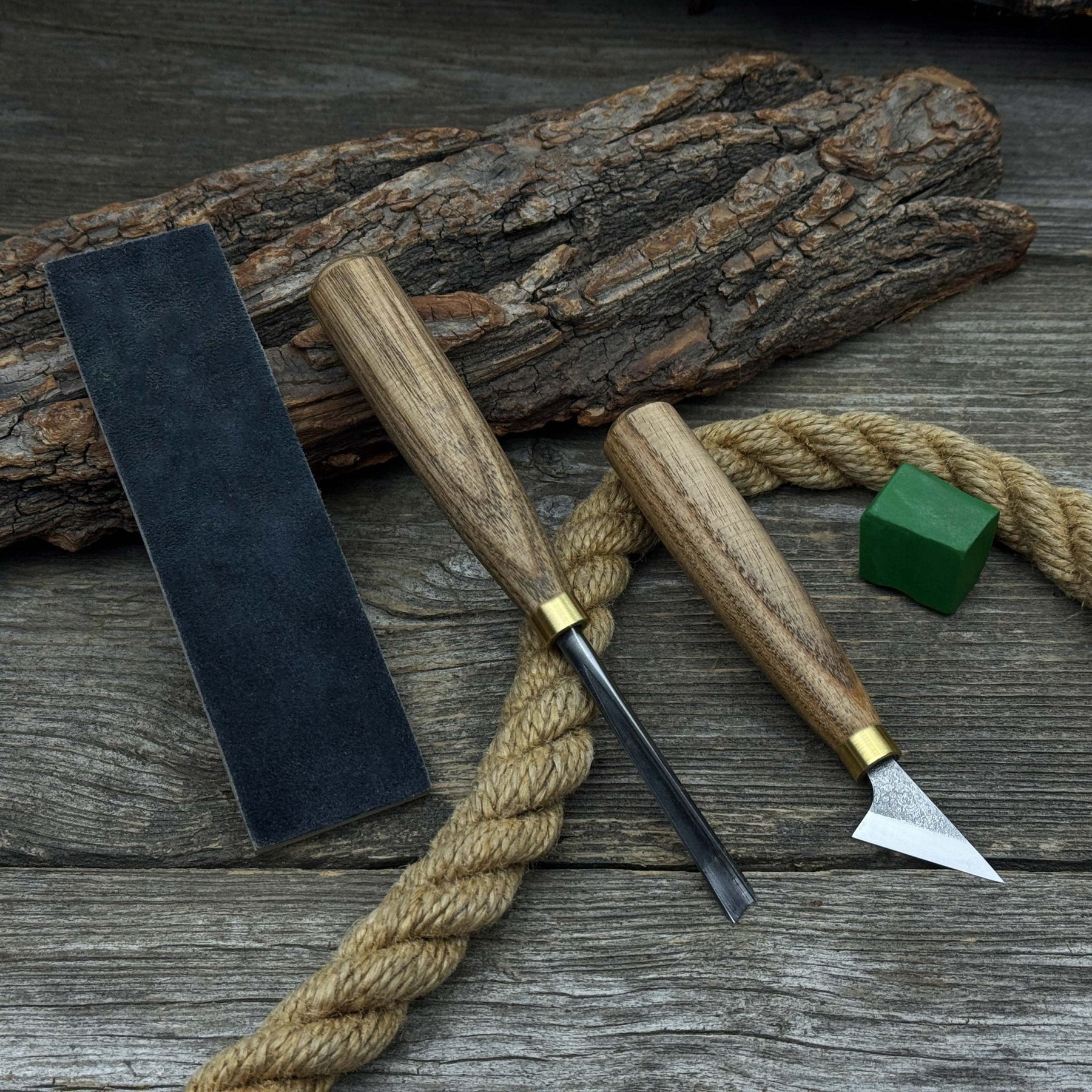 3-Piece Wood Carving Tool Set with Leather Case