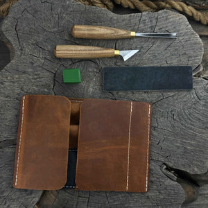 3-Piece Wood Carving Tool Set with Leather Case