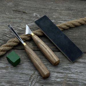 3-Piece Wood Carving Tool Set with Leather Strop