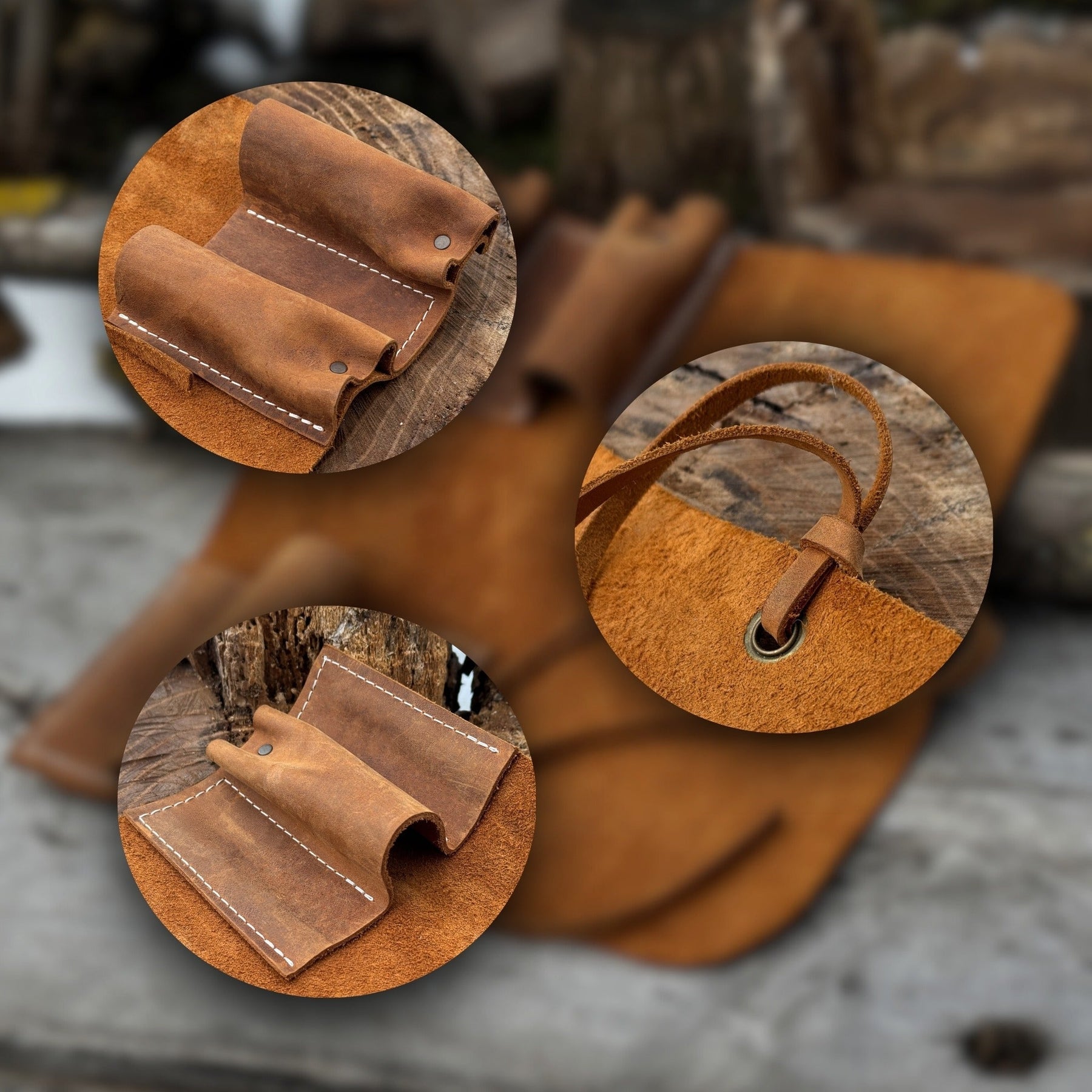 3 Pocket Leather Tool Roll
