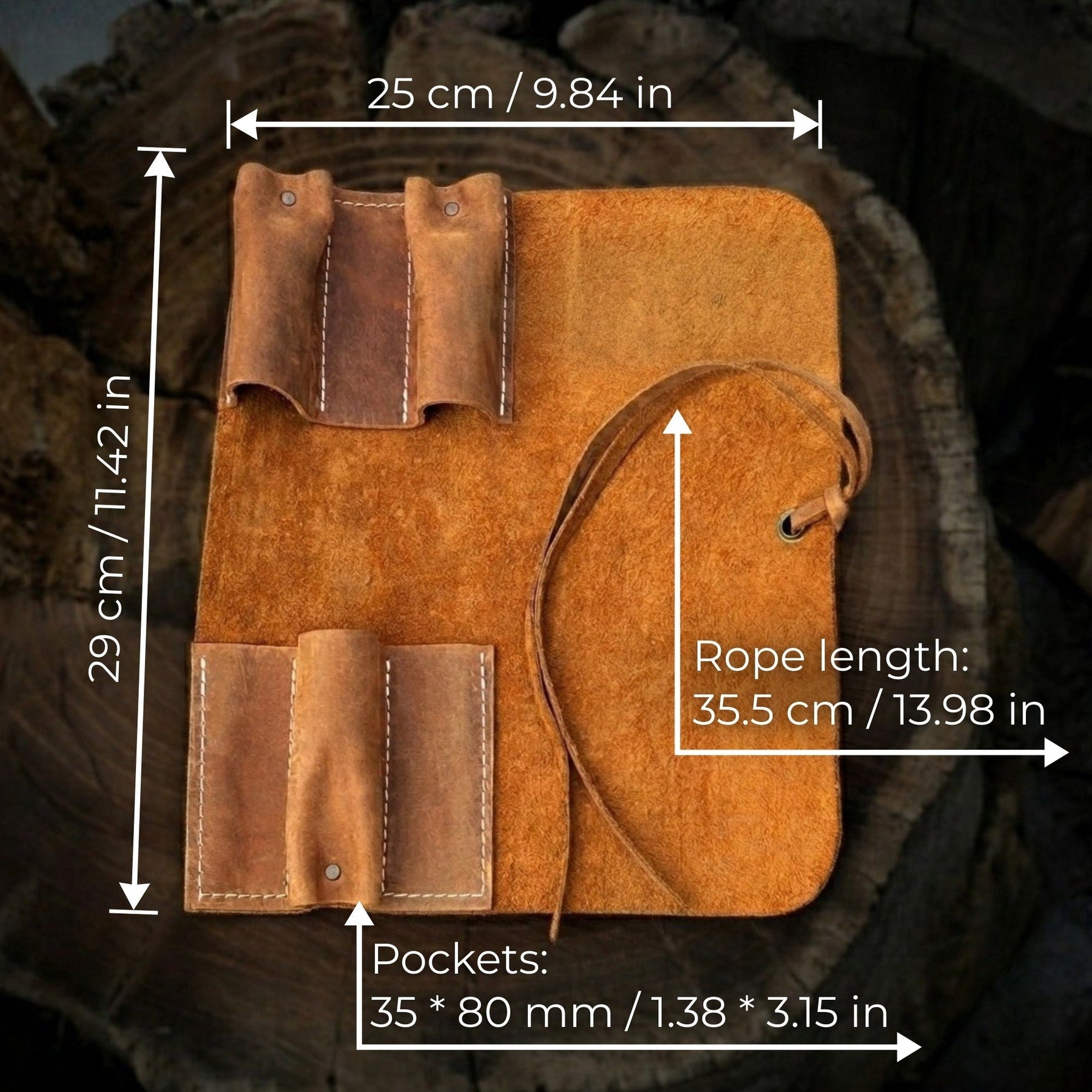 3 Pocket Leather Tool Roll
