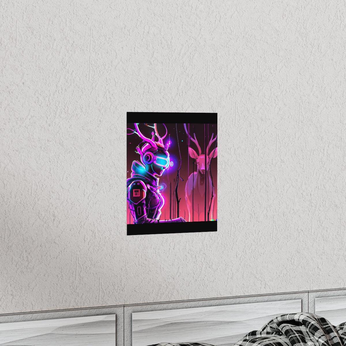 futuristic woman and deer Posters