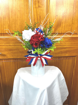 Patriotic Floral Arrangement | Red, White & Blue Centerpiece by Bouge Creations, view 2