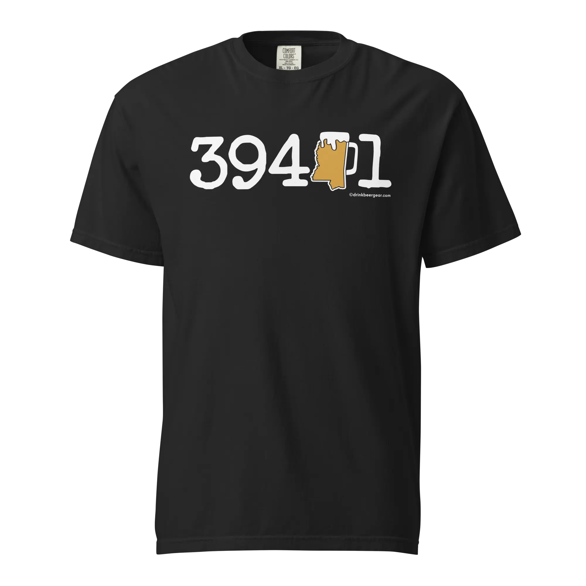 39401 Hattiesburg, Mississippi Zip Code Beer Mug Tee - COMFORT COLORS BRAND TEE Drink Beer Gear