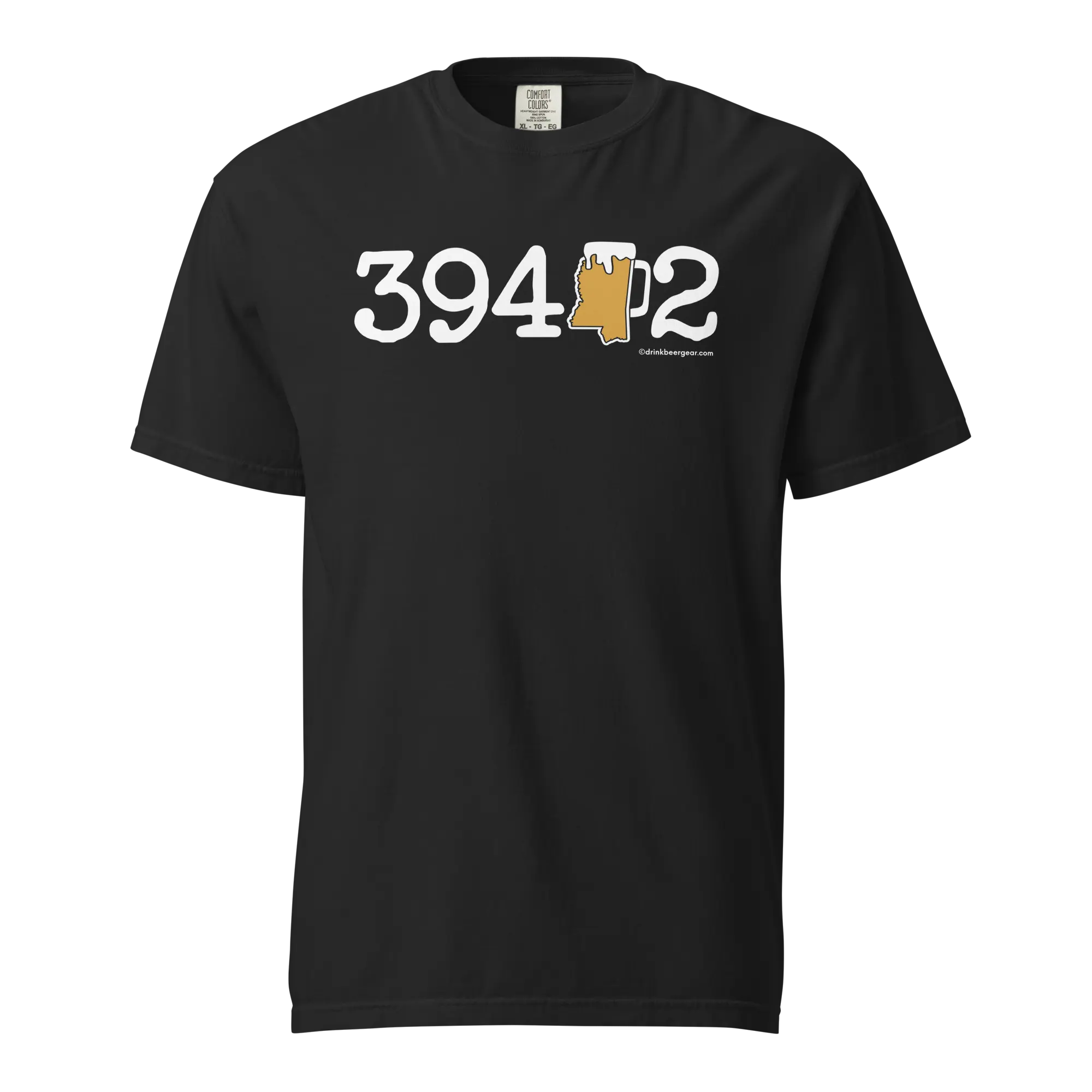 39402 Hattiesburg, Mississippi Zip Code Beer Mug Tee - COMFORT COLORS BRAND TEE Drink Beer Gear