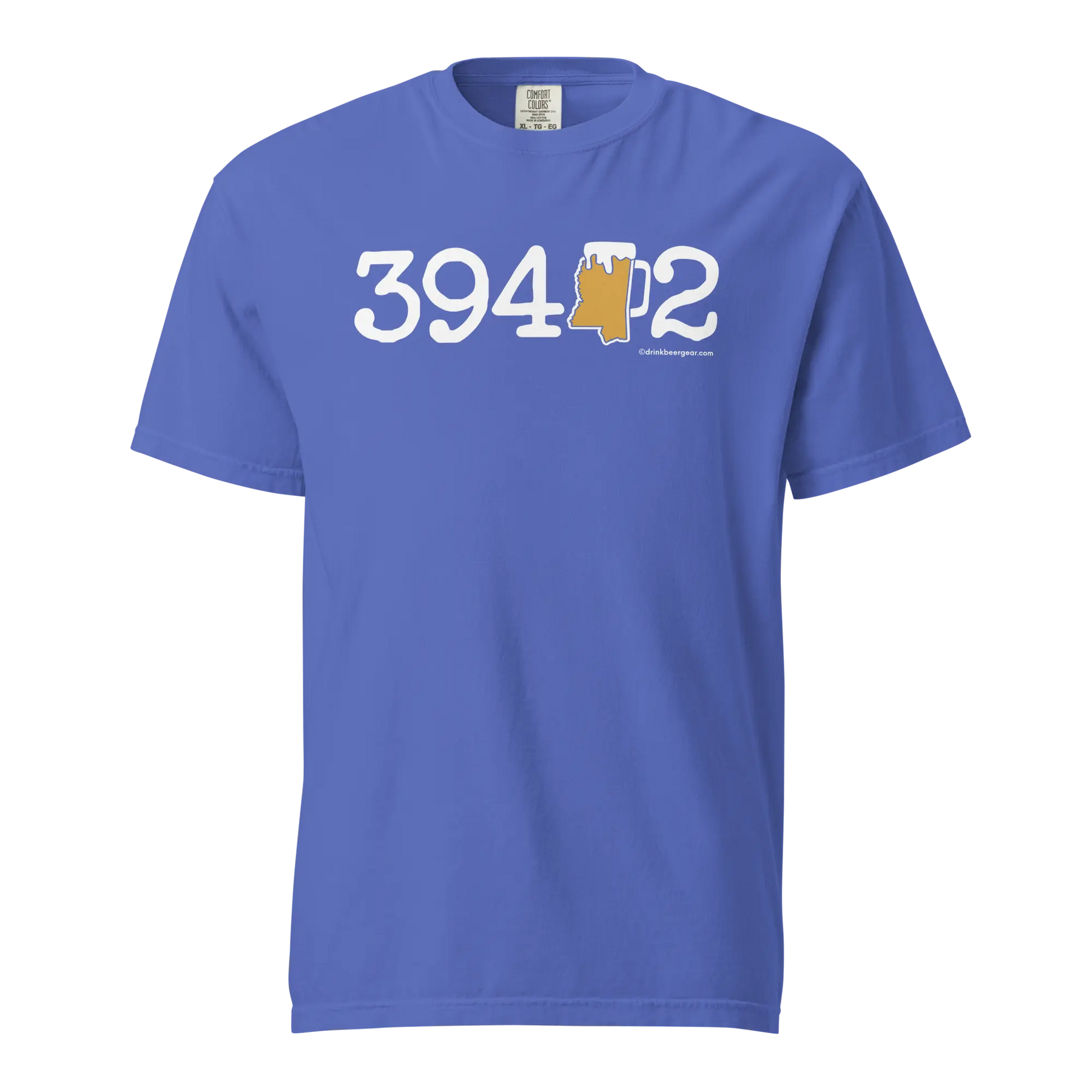 39402 Hattiesburg, Mississippi Zip Code Beer Mug Tee - COMFORT COLORS BRAND TEE Drink Beer Gear