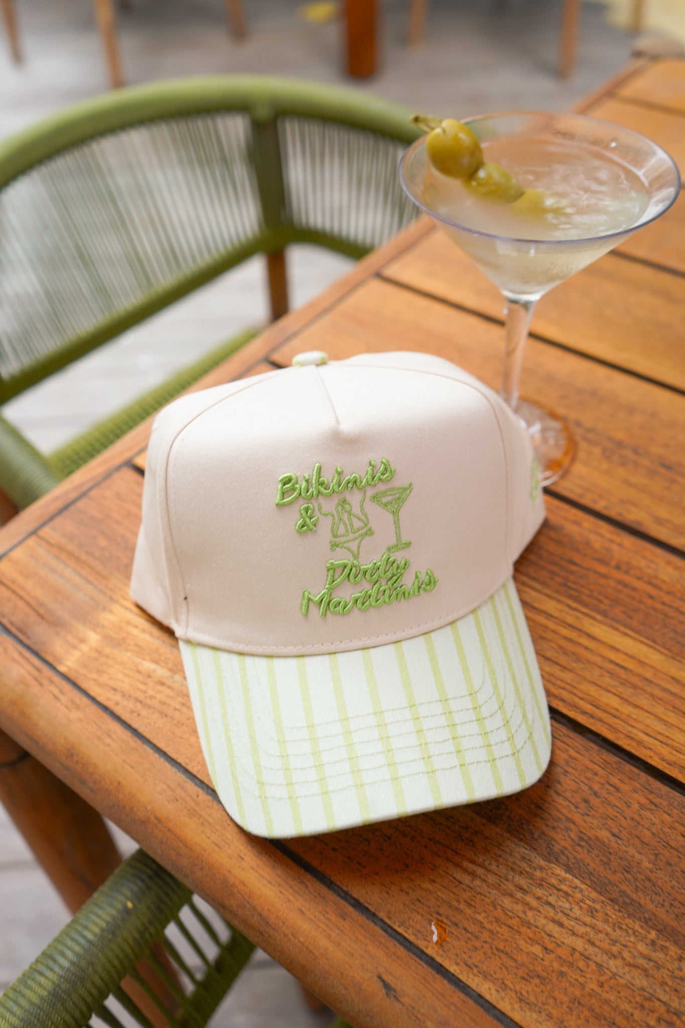 Bikinis & Dirty Martinis - Green Stripe Trucker Hat
