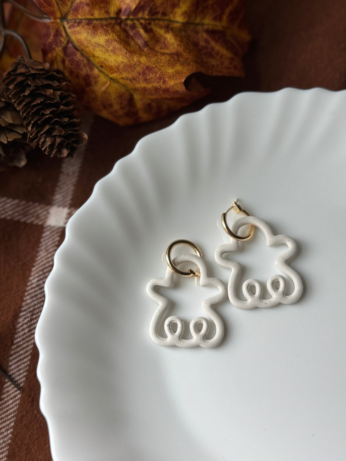 Ghost Outline Hoops handmade polymer clay earrings by Shop Something Earthy — view 1 of 2