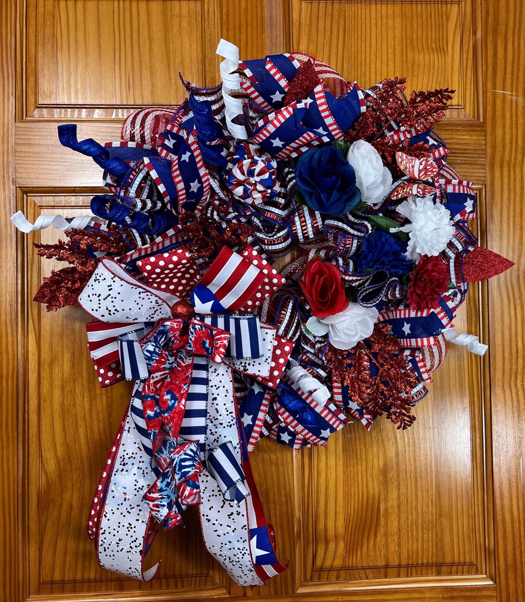 Red, White & Blue 4th of July Wreath | Front Door Decor by Bouge Creations, view 5