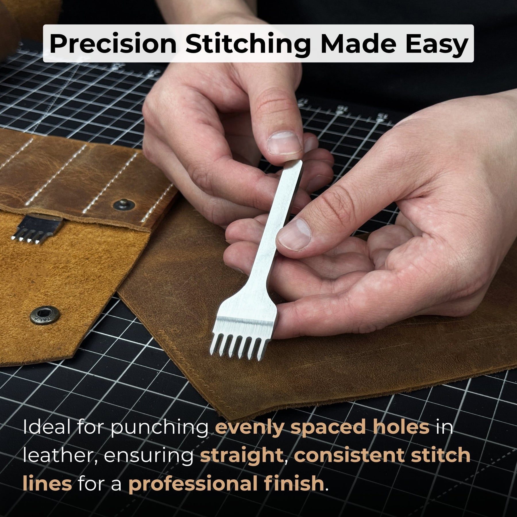 4-Piece Diamond Style Leather Pricking Iron and Leather Nylon Hammer
