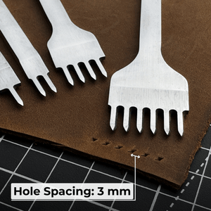 4-Piece Diamond Style Leather Pricking Iron Set, 1, 2, 4, 6 Prongs