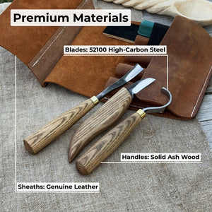 4-Piece Spoon Carving Tool Set with Sharpening Board