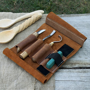 4-Piece Spoon Carving Tool Set with Sharpening Board