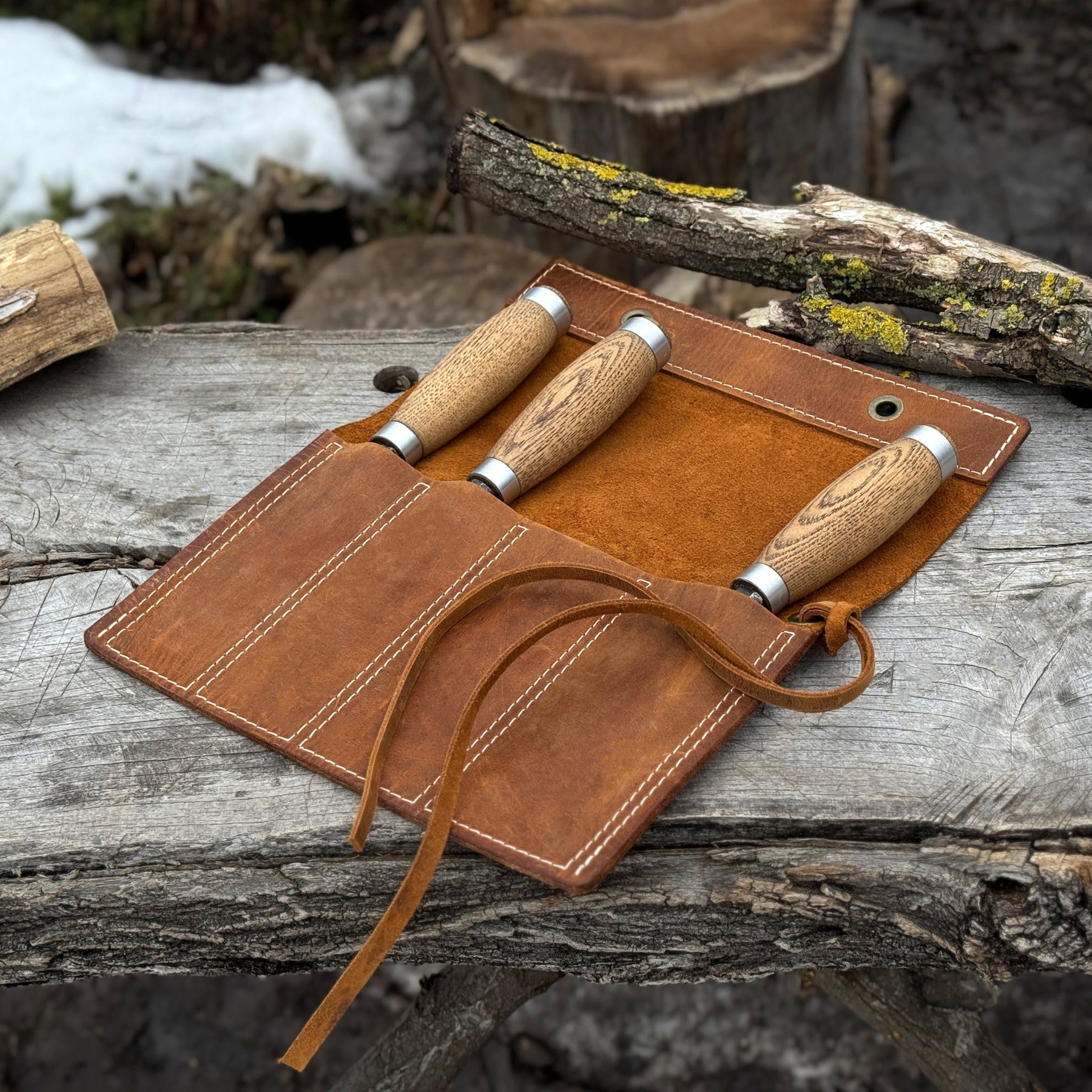 4 Pocket Leather Chisel Roll