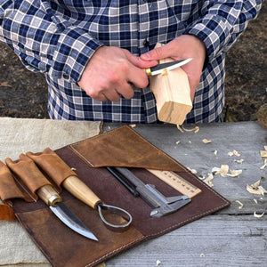 4 Pocket Leather Tool Roll for Carving Tools