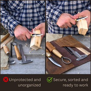4 Pocket Leather Tool Roll for Carving Tools