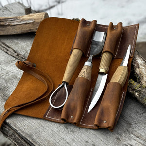 4 Pocket Leather Tool Roll