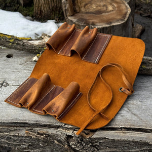 4 Pocket Leather Tool Roll