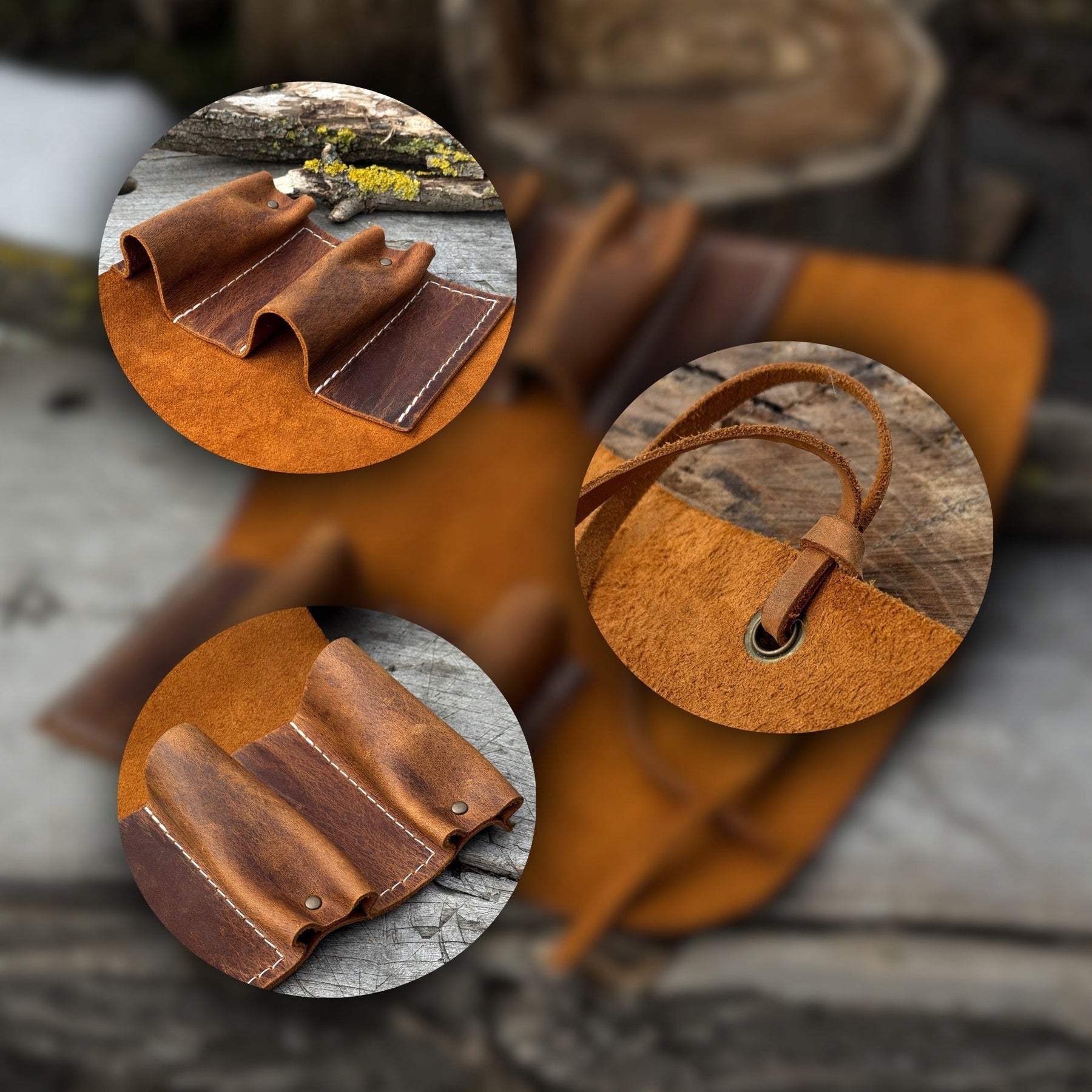 4 Pocket Leather Tool Roll