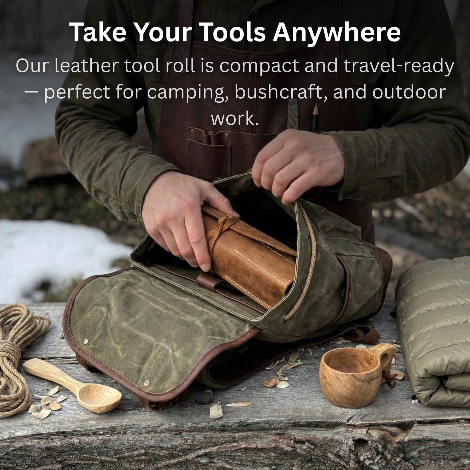 4 Pocket Leather Tool Roll