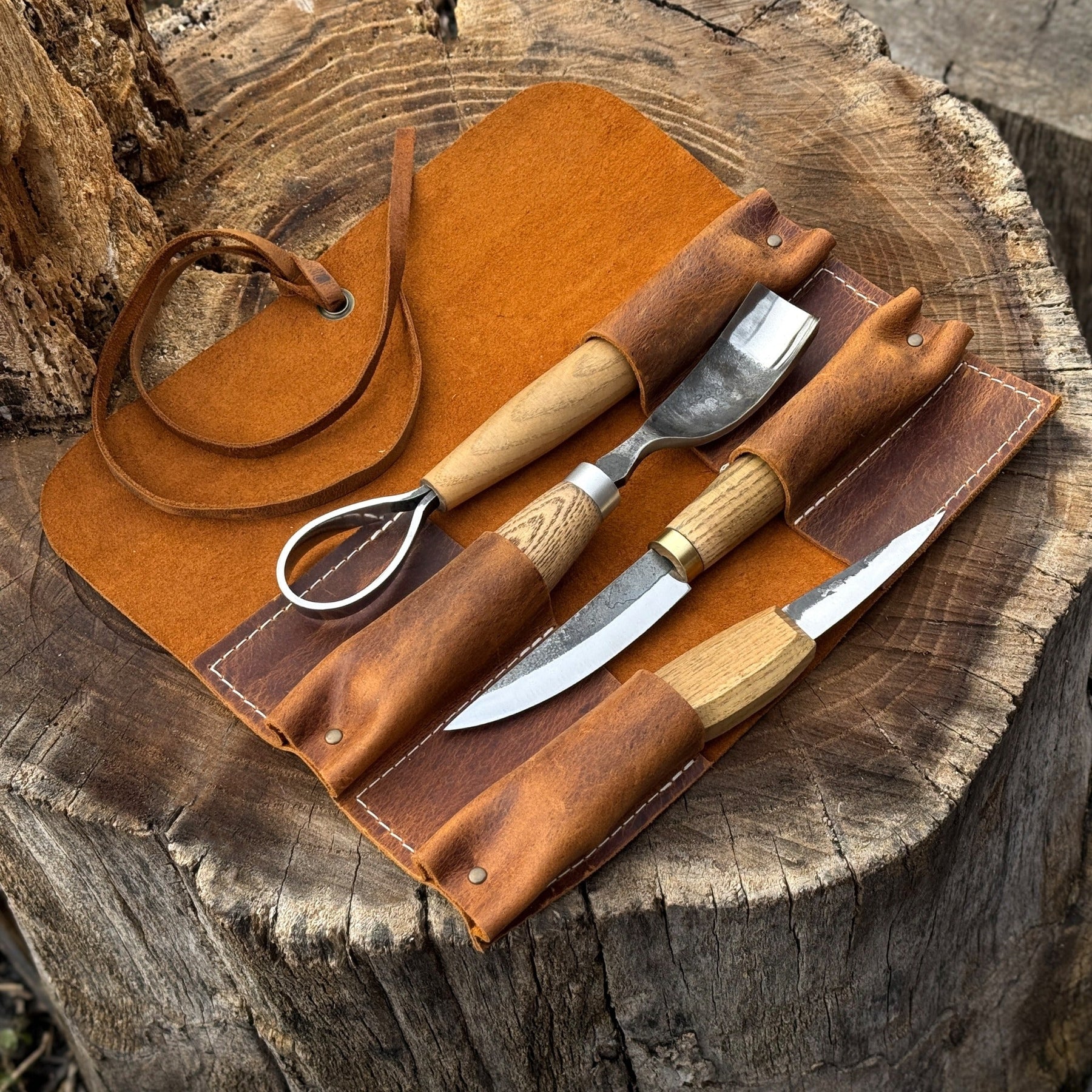 4 Pocket Leather Tool Roll