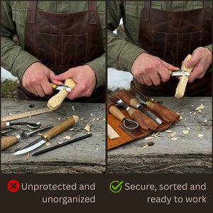 4 Pocket Leather Tool Roll