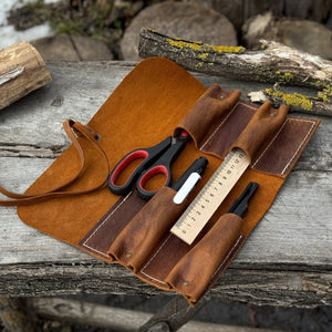 4 Pocket Leather Tool Roll
