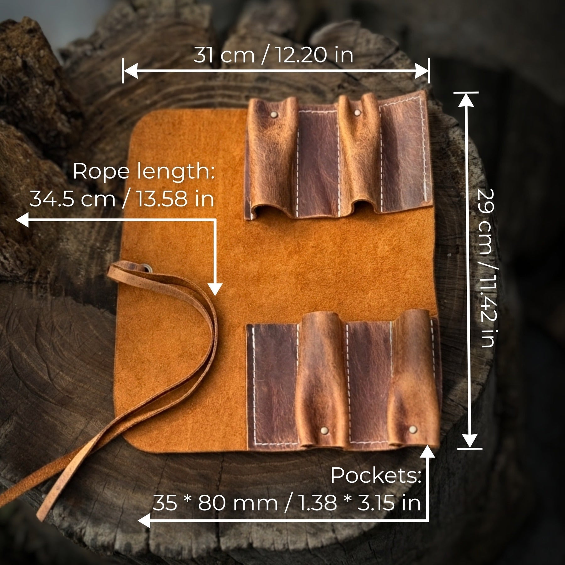 4 Pocket Leather Tool Roll