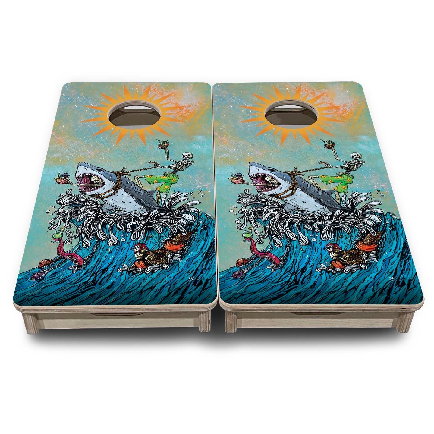 Great White Wave - Mini Cornhole Board Set (12" x 24") with 8 Mini Bags Cornhole Solutions