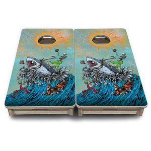 Great White Wave - Mini Cornhole Board Set (12" x 24") with 8 Mini Bags Cornhole Solutions