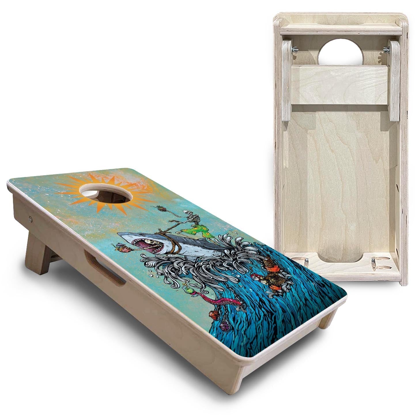 Great White Wave - Mini Cornhole Board Set (12" x 24") with 8 Mini Bags Cornhole Solutions
